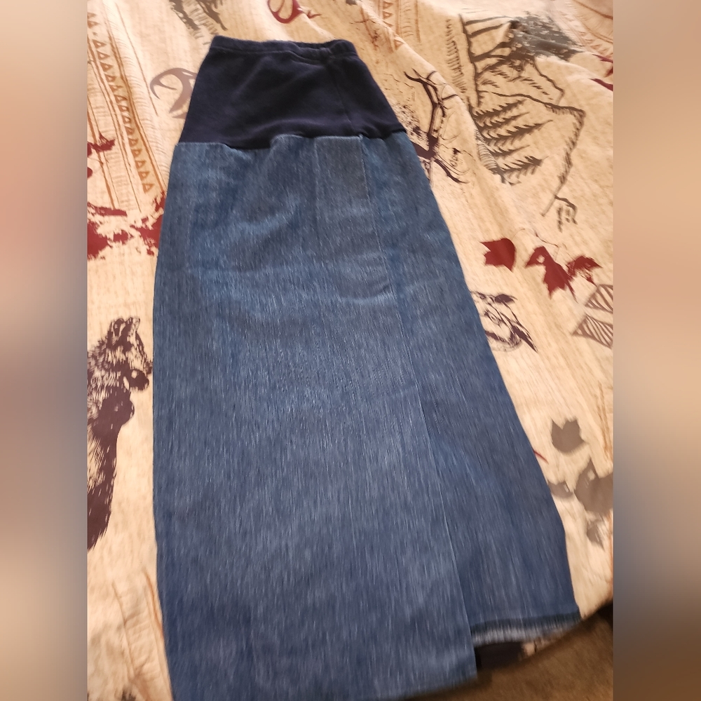 Blue jean maternity skirt